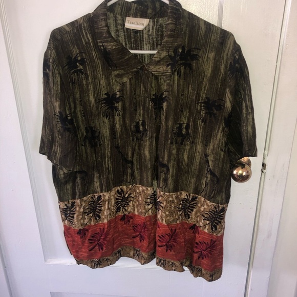 Vintage Tradition earthy Toned Maxi Dress with Floral Hem with over shirt - Picture 5 of 10